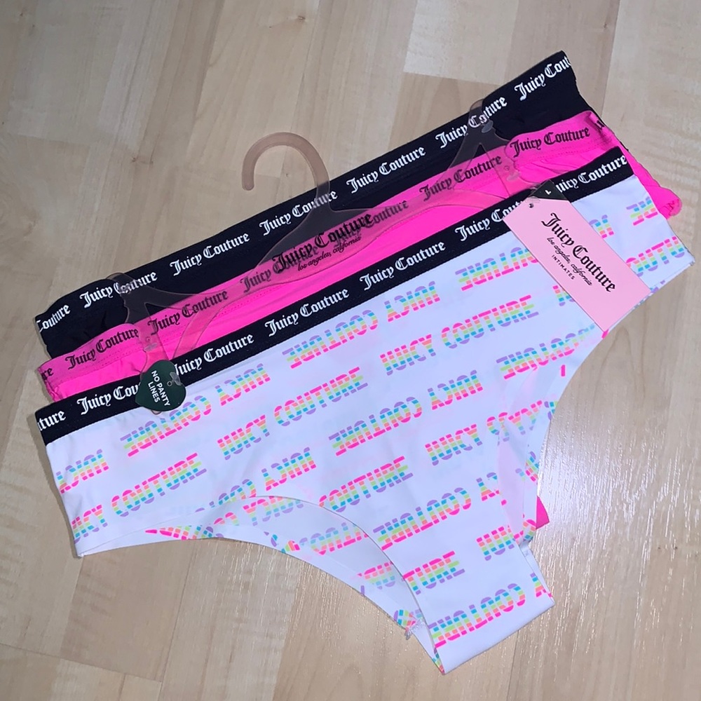 JUICY COUTURE CHEEKY Laser Cut Peak a boo back Panty 3 set